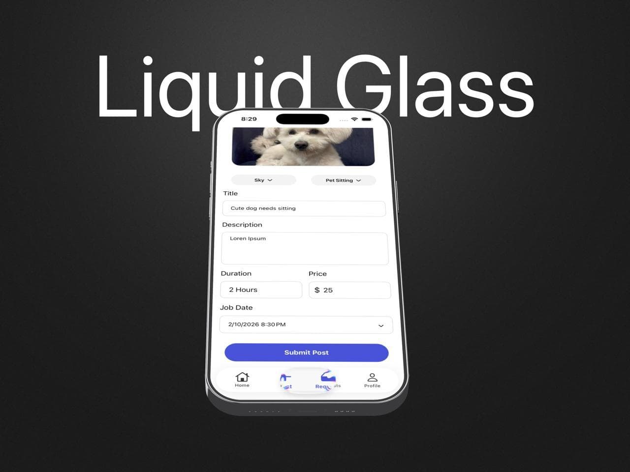 SitMyPet Create Post Screen